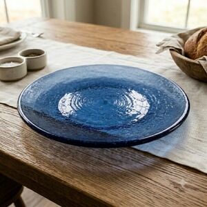 Fire and Light Recycled Glass 11" Dinner Plate Cobalt Blue Retired